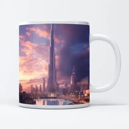 Burj Khalifa Dubai Skyline Purple Sunset