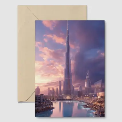 Burj Khalifa Dubai Skyline Purple Sunset