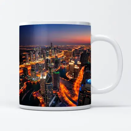 Dubai Marina Skyline Aerial Night View