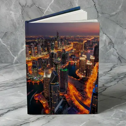 Dubai Marina Skyline Aerial Night View