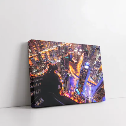 Dubai Marina Skyline Aerial Night View