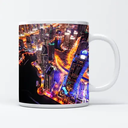 Dubai Marina Skyline Aerial Night View