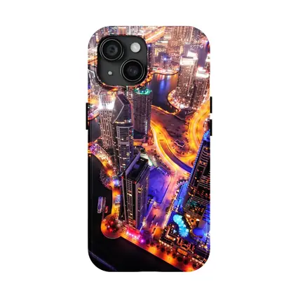 Dubai Marina Skyline Aerial Night View