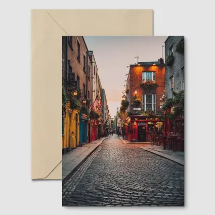 Dublin Temple Bar Cobblestone Street Dusk