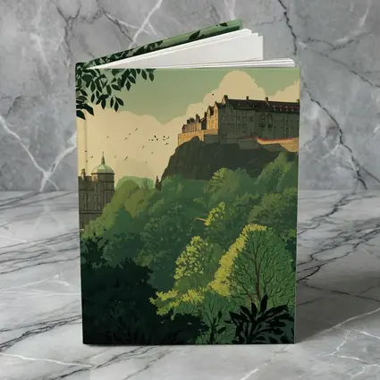 Edinburgh Castle Skyline Green Illustration Art