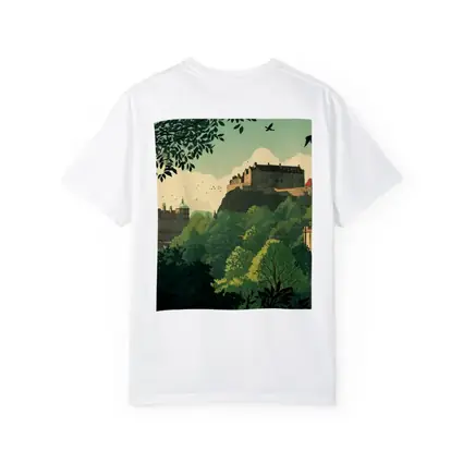 Edinburgh Castle Skyline Green Illustration Art