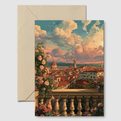 Florence Italy Anime Rooftop View Roses