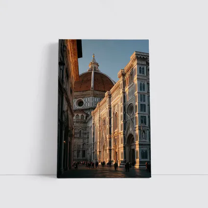 Florence Cathedral Dome Golden Hour Street