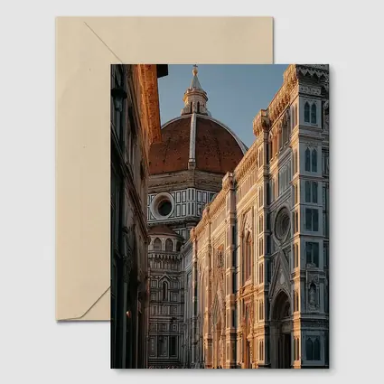 Florence Cathedral Dome Golden Hour Street