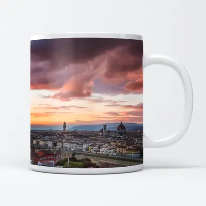 Florence Italy Skyline Sunset Dramatic Sky