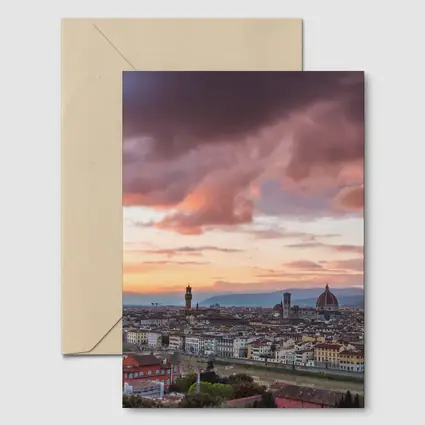 Florence Italy Skyline Sunset Dramatic Sky
