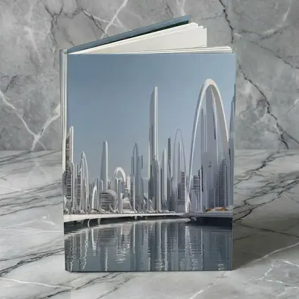 Futuristic White City Skyline Over Water