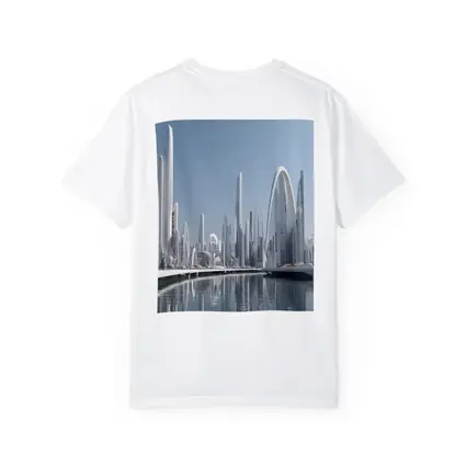 Futuristic White City Skyline Over Water