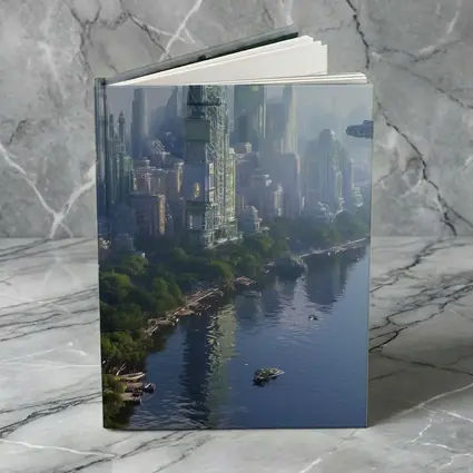 Futuristic City Skyline With Flying Spacecraft