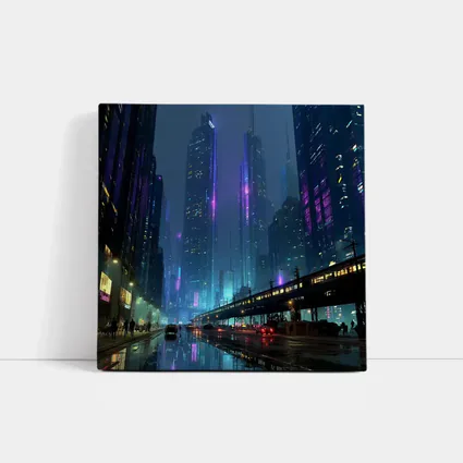 Cyberpunk City Night Neon Rainy Street