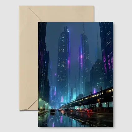 Cyberpunk City Night Neon Rainy Street