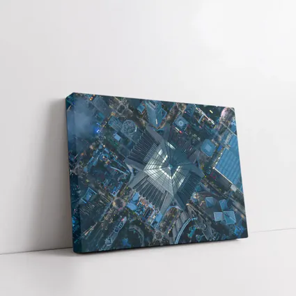 Aerial View Skyscraper Top City Night