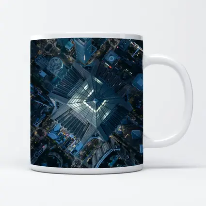 Aerial View Skyscraper Top City Night