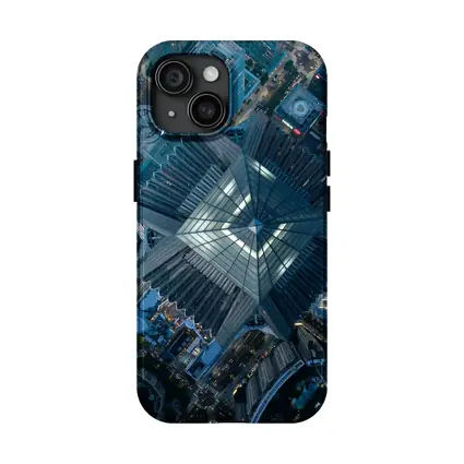 Aerial View Skyscraper Top City Night