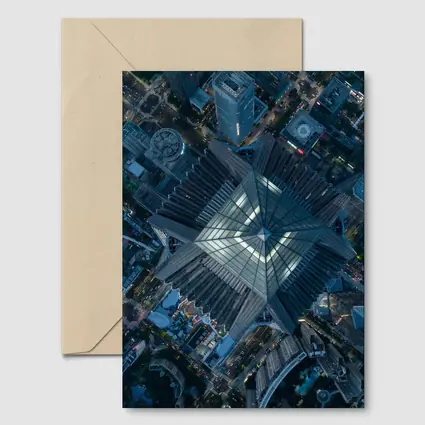 Aerial View Skyscraper Top City Night