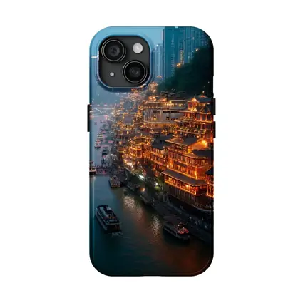 Chongqing River District Glowing At Night