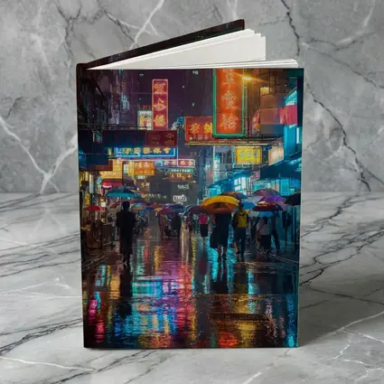 Hong Kong Neon Street Rain Night Scene