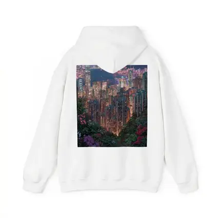 Hong Kong City Night Lights Floral View