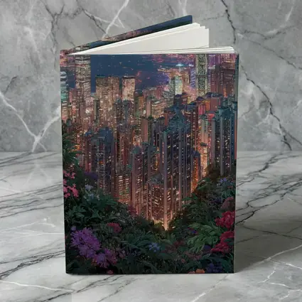 Hong Kong City Night Lights Floral View