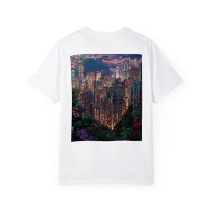 Hong Kong City Night Lights Floral View