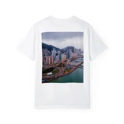 Hong Kong Aerial Skyline Waterfront Overcast View