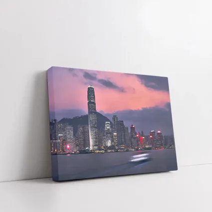Hong Kong Skyline at Purple Dusk Waterfront