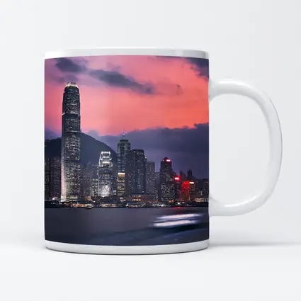Hong Kong Skyline at Purple Dusk Waterfront