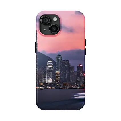 Hong Kong Skyline at Purple Dusk Waterfront