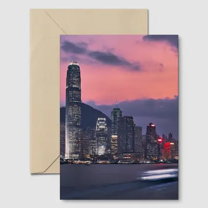 Hong Kong Skyline at Purple Dusk Waterfront