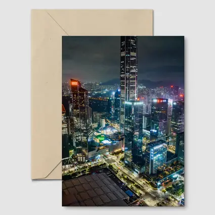 Shenzhen City Skyline Aerial Night View