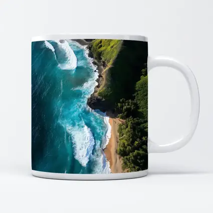 Aerial Tropical Beach Coastline Turquoise Ocean Waves