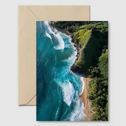 Aerial Tropical Beach Coastline Turquoise Ocean Waves