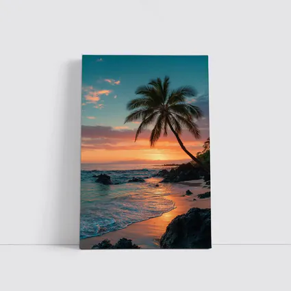 Tropical Beach Sunset Palm Tree Coastal