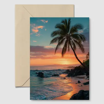 Tropical Beach Sunset Palm Tree Coastal