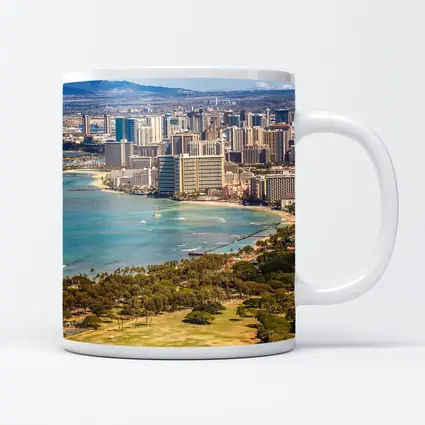 Waikiki Beach Honolulu Aerial City View