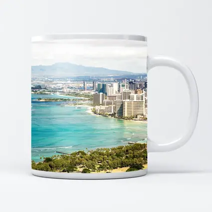 Waikiki Beach Honolulu Skyline Aerial View