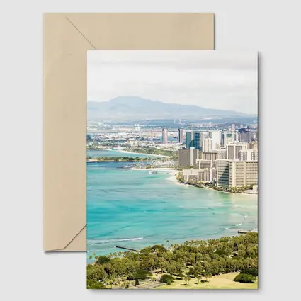 Waikiki Beach Honolulu Skyline Aerial View