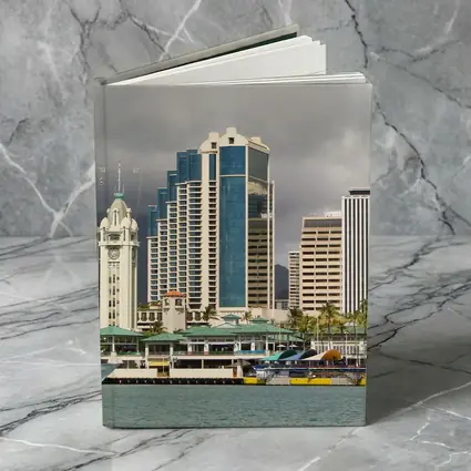 Honolulu Downtown Skyline Harbor Cloudy Day