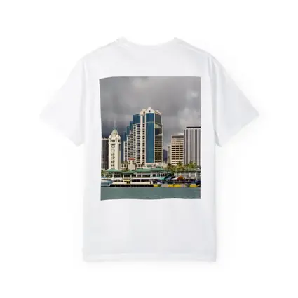 Honolulu Downtown Skyline Harbor Cloudy Day