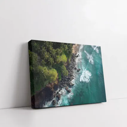 Aerial Tropical Coastline Rocky Shore Ocean
