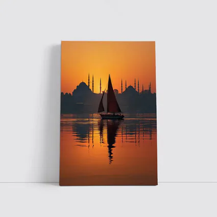Istanbul Sailboat Sunset Bosphorus Mosque Silhouette