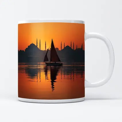 Istanbul Sailboat Sunset Bosphorus Mosque Silhouette