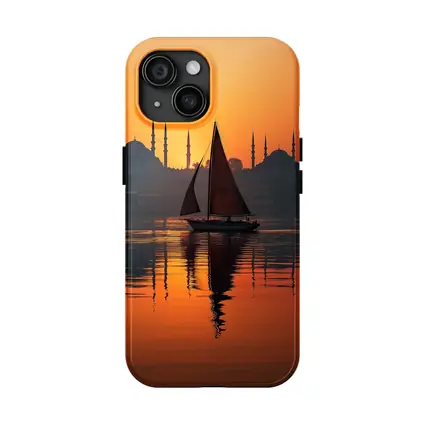 Istanbul Sailboat Sunset Bosphorus Mosque Silhouette