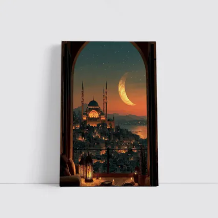Istanbul Mosque Crescent Moon Night Sky