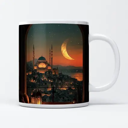 Istanbul Mosque Crescent Moon Night Sky